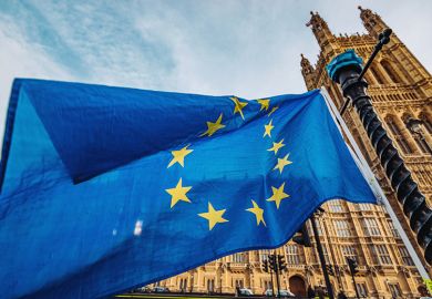 EU flags outside the Houses of Parliament