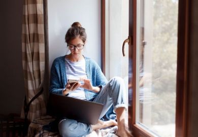 young woman in quarantine staying indoors