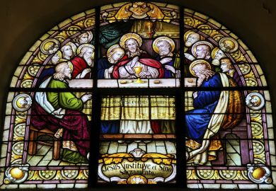 Stained Glass of the Last Supper in the cathedral of Salta (Argentina)