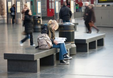 Female student at Antwerp station