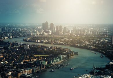 Thames River and Canary Wharf in London