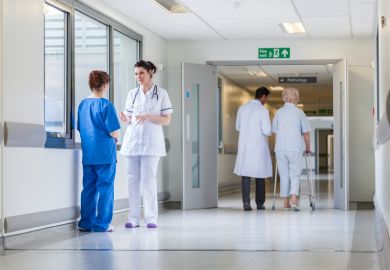 Patients and medics in a hospital