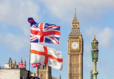England, union flags at Westminster