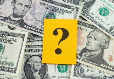 Question mark over dollar bills