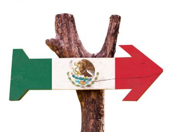 Mexican flag on white