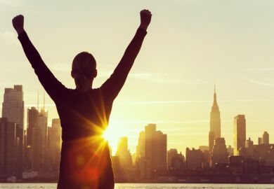 A person celebrating in New York A person celebrating in New York