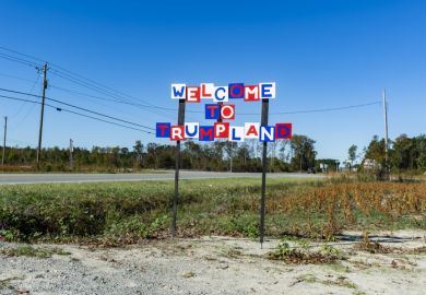 Trumpland A sign reading "Welcome to Trumpland"