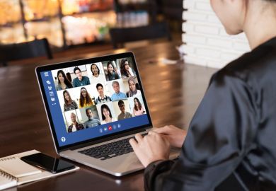 A computer running Zoom