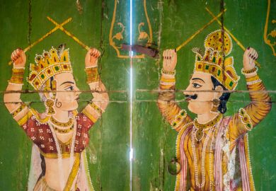 Jain temple Bhandreshwar paintings in Bikaner, Rajasthan, India
