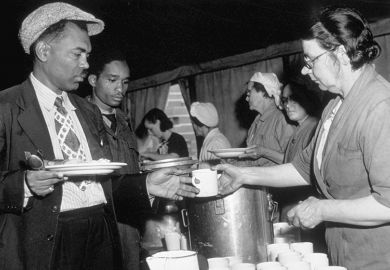 Jamaican immigrants in South London canteen, 1948