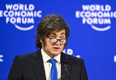 Argentina’s president Javier Milei speaks during the World Economic Forum (WEF) annual meeting in Davos on 21 January 2026. Argentina’s president Javier Milei speaks during the World Economic Forum (WEF) annual meeting in Davos on 21 January 2026.