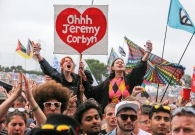 Jeremy Corbyn supporters at Glastonbury