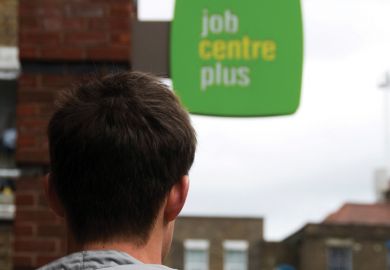 Young man looking at the job centre Young man looking at the job centre