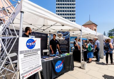 July 16, 2019 Mountain View  CA  USA - Representatives from NASA talk to visitors at Technology Showcase event in Silicon Valley