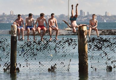 Jumping off a pier