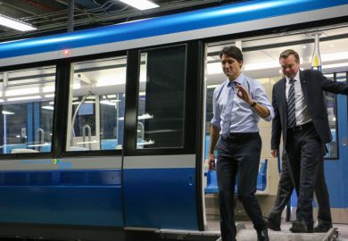 Justin Trudeau inspects a new train