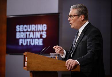 Keir Starmer, UK prime minister, during a news conference ahead of the publication of the government's immigration white paper