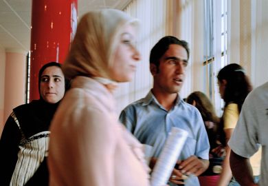 Kurdish students in the hallway of Sulaymaniyah University