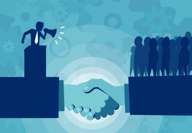 A leader addresses workers