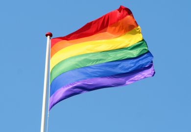 LGBT flag flying