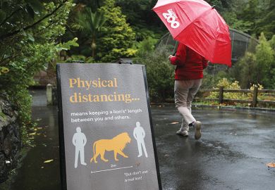 Social distancing sign at Auckland Zoo