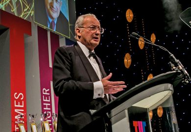 Lord Sainsbury of Turville, University of Cambridge, speaking at Times Higher Education Awards 2016