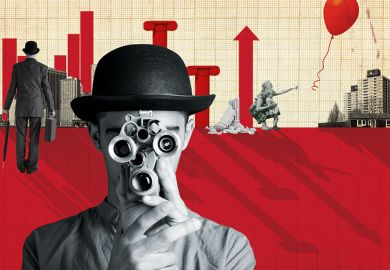 Montage of man in bowler hat and charts Montage of man in bowler hat and charts