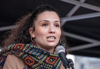 Malia Bouattia, National Union of Students (NUS), speaking to crowd Malia Bouattia, National Union of Students (NUS), speaking to crowd