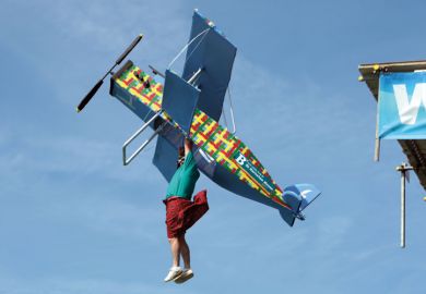 Man competing in Annual Birdman of Worthing competition, 2009 Man competing in Annual Birdman of Worthing competition, 2009