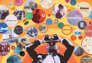 Man looking through binoculars