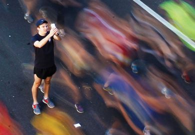 Man takes picture, City2Surf fun run, Sydney, Australia, 2013