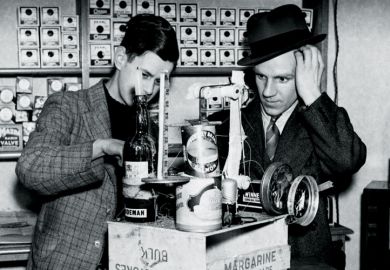 Men using home-made radio, Liverpool