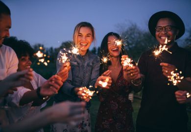 A group of millennials with sparklers