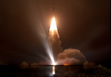 Missile launch at night