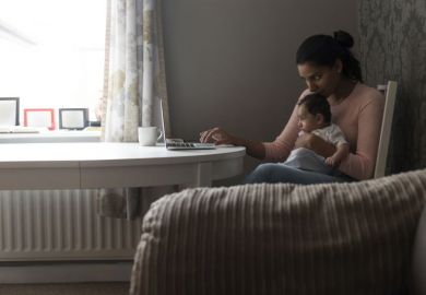 Mother working with baby Mother working with baby