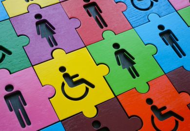 Multi-coloured puzzle with figures of people