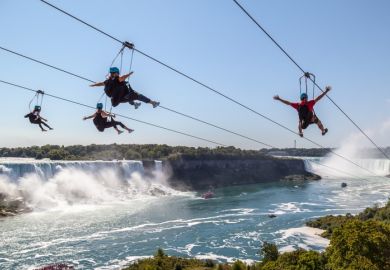 Adventurous people at Niagara Falls Adventurous people at Niagara Falls