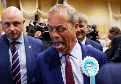Reform UK leader Nigel Farage reacts after winning the Clacton and Harwich constituency on July 5, 2024 in Clacton-on-Sea, England Reform UK leader Nigel Farage reacts after winning the Clacton and Harwich constituency on July 5, 2024 in Clacton-on-Sea, England