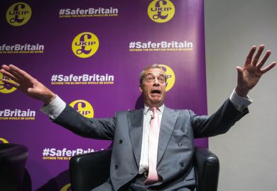 Nigel Farage, Ukip, giving Vote Leave/Brexit speech, Westminster, London