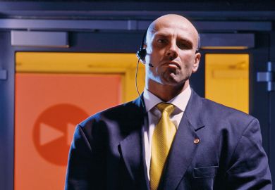 Nightclub doorman (bouncer) glaring at camera