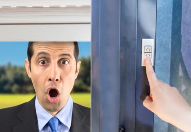 Nosey man outside window