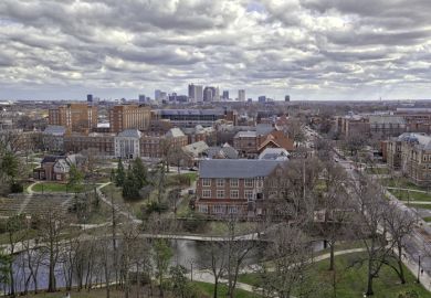 Columbus, Ohio, with Ohio State University in the foreground Columbus, Ohio, with Ohio State University in the foreground