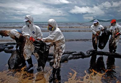 Oil spill workers