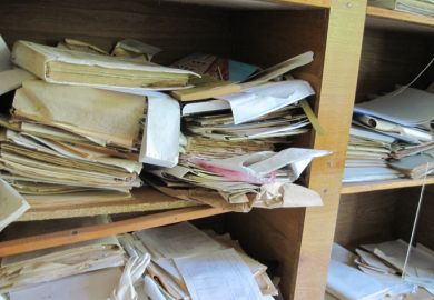Old paper archives of abandoned power plant