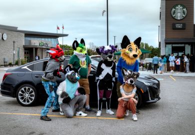 On Route 401 East. This photo was taken on September the 4th of 2022 on the way to Kingston city on highway 401. The performers in the costumes were posing in front of their car.