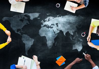 A map with international students around it A map with international students around it