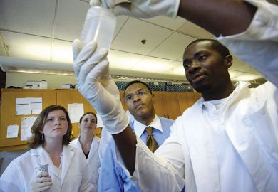 Freeman Hrabowski (centre) with students at UMBC