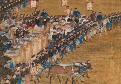 Painting of Chinese warriors riding into battle