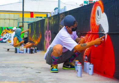 Painting a mural in Honduras