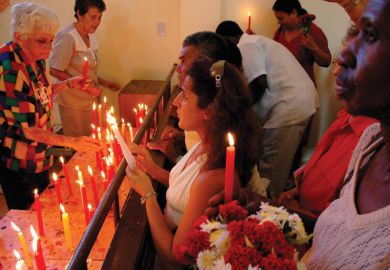People honouring Saint Barbara, Parraga's Church, Havana, Cuba
